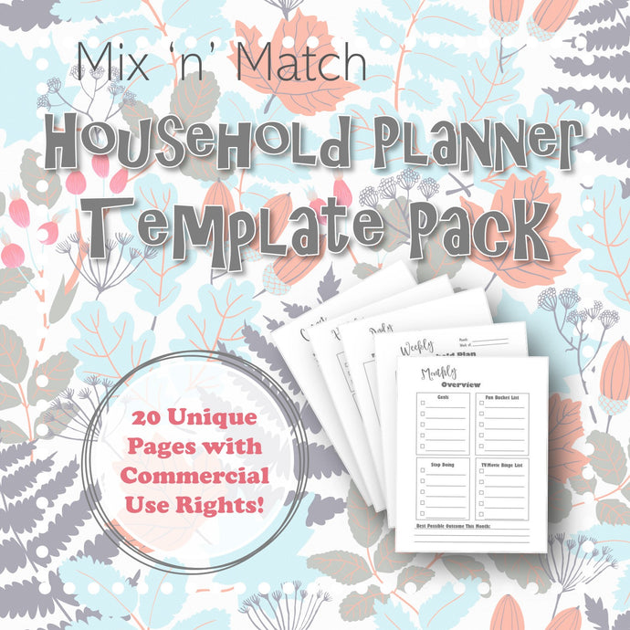Mix 'n' Match Household Planner Template Pack